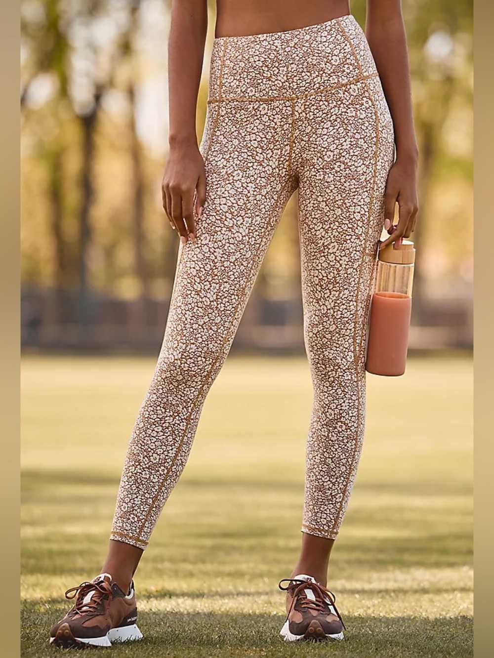Varley Nwt Let's Move Pocket Leggings Micro Floral Brown Size Medium Midrise